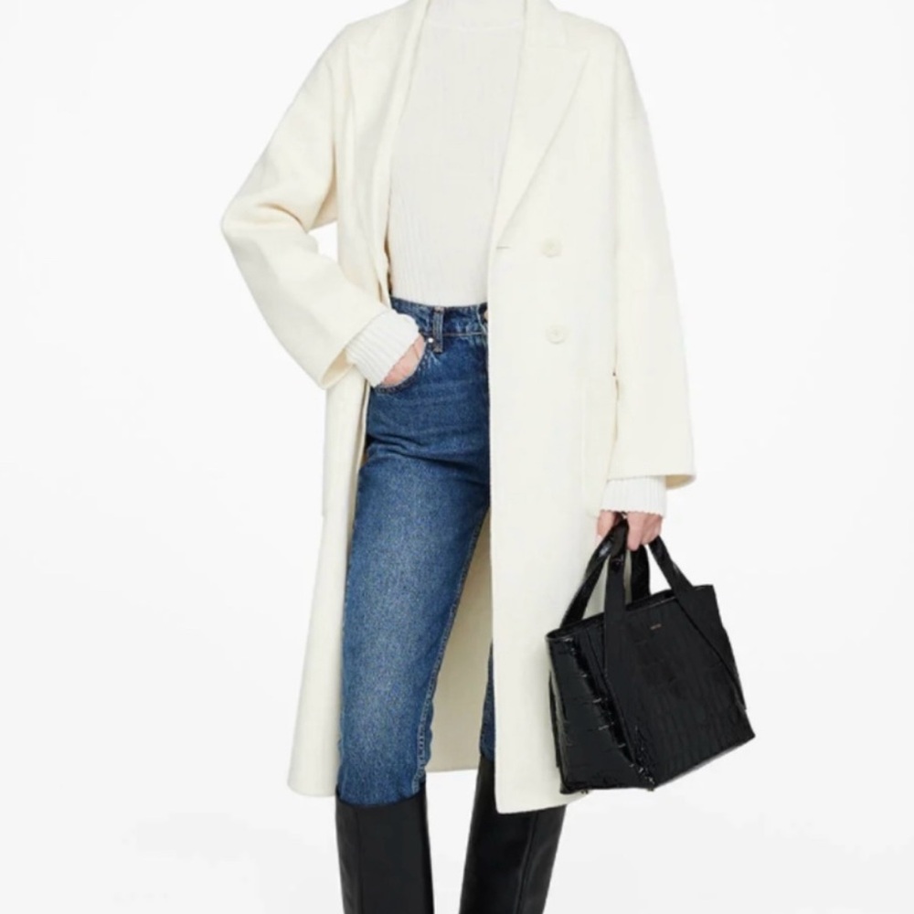 Anine Bing Dylan White Double-Breasted Coat M